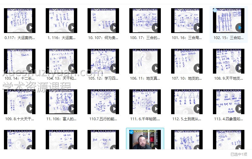 腾云道人易经术数合集118集，每集高清，十来二十分钟，目录见截图插图1